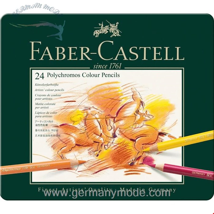 مداد رنگی پلی کروم 24 رنگ فابرکاستل آلمان FABER CASTELL Polychromos Farbstift 24er Metalletui