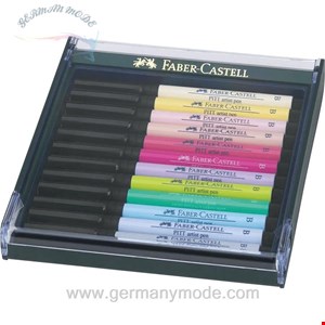 ماژیک حرفه ای پیت آرتیست 12 رنگ فابرکاستل آلمان FABER CASTELL Pitt Artist Pen Brush Tuschestift 12er Etui Pastelltöne