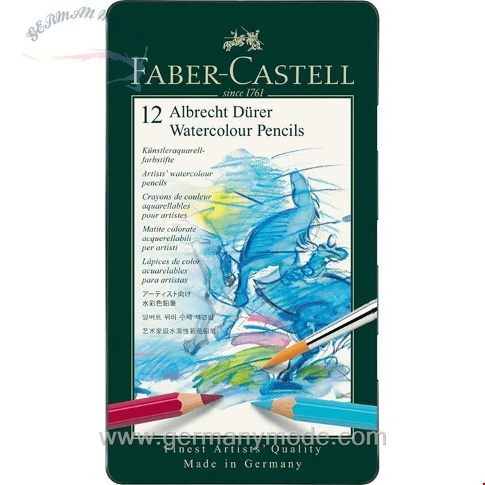 مداد رنگی آبرنگی 12 رنگ فابرکاستل آلمان FABER CASTELL Albrecht Dürer Aquarellstift 12er Metalletui