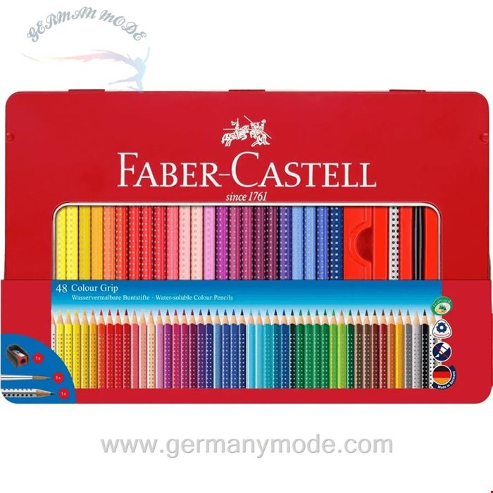 مداد رنگی 48 رنگ فابرکاستل آلمان FABER CASTELL Colour Grip Buntstift 48er Metalletui