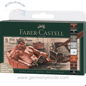 ماژیک طراحی پیت آرتیست 8 تکه فابرکاستل آلمان FABER CASTELL Pitt Artist Pen Tuschestift 8er Etui Classic