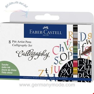 ماژیک حرفه ای 8 رنگ فابرکاستل آلمان FABER CASTELL Pitt Artist Pen Calligraphy Tuschestift 8er Etui