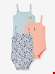 لباس نوزاد 3 تیکه سرهمی ورت فرانسه مدل 3er-Pack ärmellose Baby Bodys, Blumen - pack neonrosa