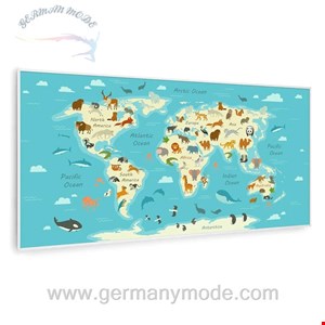 بخاری مادون قرمز هوشمند کلارشتاین آلمان Klarstein Wonderwall Air Art Smart Infrarotheizung Karte mit Tieren weiber Rahmen120 x 60 cm