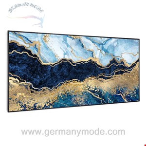 بخاری مادون قرمز هوشمند کلارشتاین آلمان Klarstein Wonderwall Air Art Smart Infrarotheizung Blauer Marmor Schwarzer Rahmen 120 x 60 cm