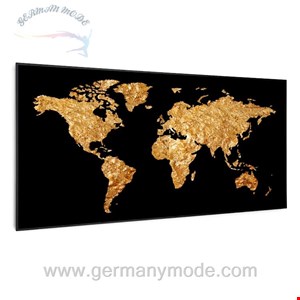 بخاری مادون قرمز هوشمند کلارشتاین آلمان Klarstein Wonderwall Air Art Smart Infrarotheizung Goldene Karte Schwarzer Rahmen 120 x 60 cm