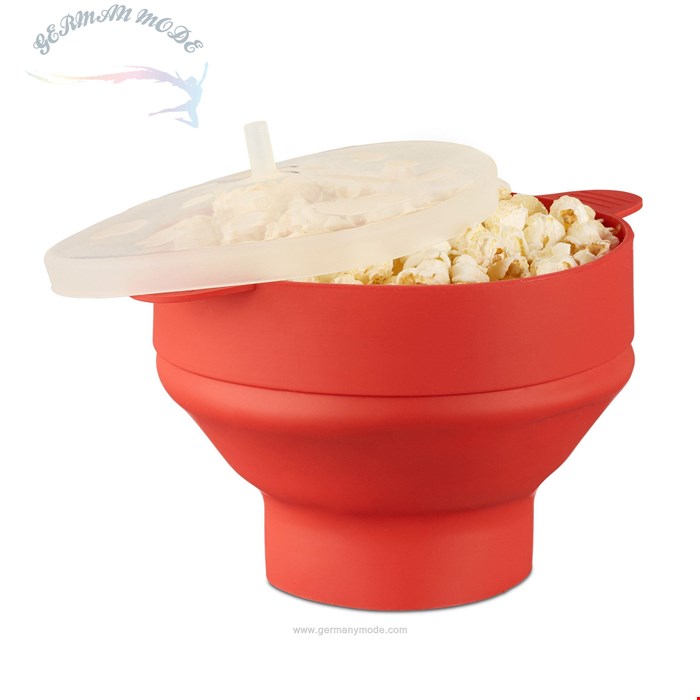 پاپ کورن ساز سیلیکون برای مایکروویو ریلکس دیز relaxdays Popcornmaschine Popcorn Maker Silikon für die Mikrowelle, Rot