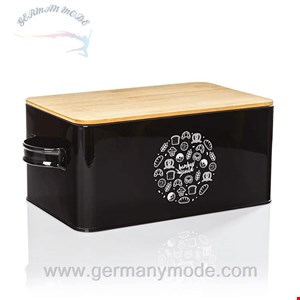 ظرف نان فلزی درب چوبی کلارشتاین آلمان Klarstein Gistad Brotbox Brotkasten Schwarz