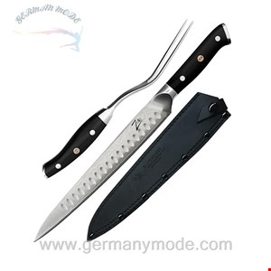 چاقو چنگال برش گوشت کلارشتاین آلمان Klarstein Alpha-Royal Japanese Serie 10 Tranchierbesteck Messer Schwarz