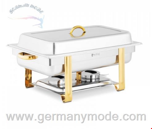 ظرف شفینگ دیش مستطیلی رویال کترینگ آلمان Chafing Dish - GN 1/1 - Goldakzente - 9 L - 2 Brennstoffzellen - Royal Catering 10012583