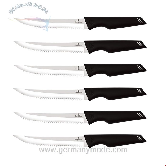 ست چاقو استیک آشپزخانه 6 پارچه برلینگر هاوس مجارستان BERLINGER HAUS STEAK KNIFE SET  BH-2787 BLACK SILVER COLLECTION