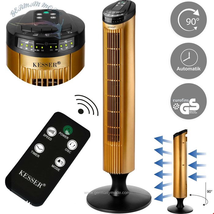 پنکه برقی ایستاده کسر KESSER Turmventilator-mit Fernbedienung LED Display Standventilator Klimaanlage/ gold