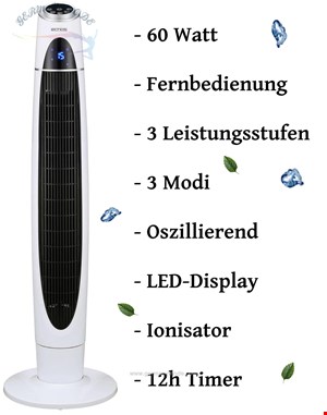 پنکه برقی ایستاده پژواک echos Turmventilator Eco-111- Oszillierend- LED-Display-Fernbedienung