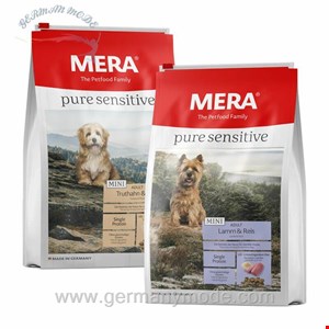 غذا خشک سگ میرا آلمان Mera Pure Sensitive Mini Adult Probierpaket 2-1kg Lamm-Truthahn- Reis