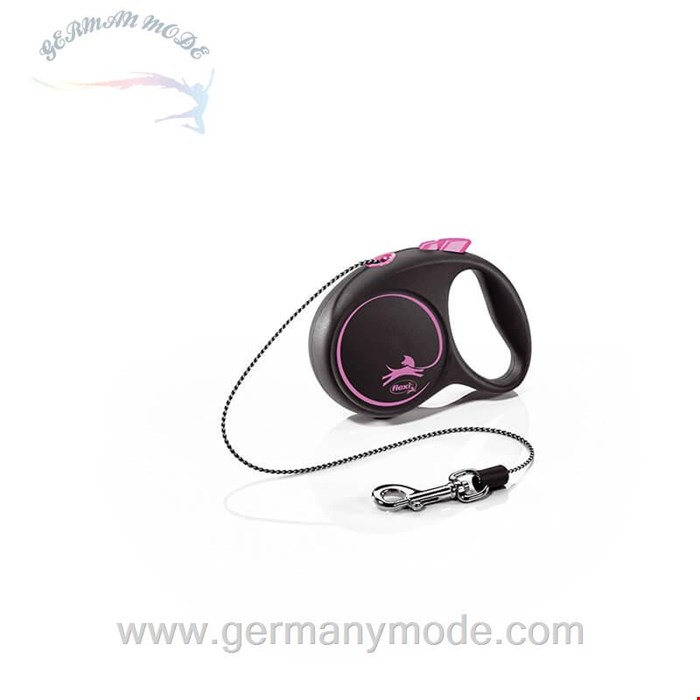 قلاده سگ متری با سیستم ترمز فلکسی آلمان Flexi Black Design Seil Pink Gr- XS- 3m -8kg