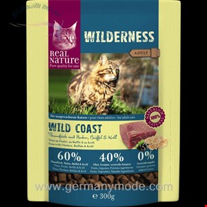 غذا خشک گربه با طعم مرغ و بوفالو رئال نیچا آلمان REAL NATURE WILDERNESS Wildcoast Adult Thunfisch mit Huhn- Büffel - Krill 300g