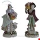 مجسمه نقاشی با دست دکوری چینی آنتیک قدیمی Paar Sitzendorf Figuren Porzellanblumenverkäufer Deutsch vollständig gekennzeichnet ca1920