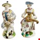  مجسمه نقاشی با دست دکوری چینی آنتیک قدیمی بو انگلستان Paar Porzellanfiguren mit Bogenschleife Arlecchino und Columbina Rokoko um 1758