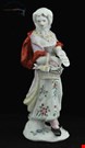  مجسمه دکوری چینی آنتیک قدیمی بو انگلستان Figur weiblicher Pedlar möglicherweise Peg Woffington Bogenporzellan um 1758