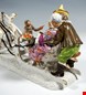  مجسمه دست ساز دکوری چینی آنتیک قدیمی Meissener Gruppe Sleigh Ride with the Court Jesters von J J Kaendler ca 1900