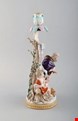  مجسمه شمعدان نقاشی با دست دکوری چینی آنتیک قدیمی مایسن آلمان Antiker Meissener Winterkerzenständer aus handbemaltem Porzellan 19 Jahrhundert 