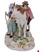  مجسمه نقاشی با دست دکوری چینی آنتیک قدیمی مایسن آلمان Meissener Porzellanfigur eines Stiers mit Junge und Mädchen