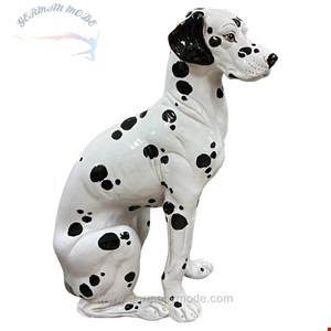 مجسمه سفالی دکوری سگ آنتیک قدیمی 1960s Life Size Italian Terracotta Dalmatian Dog Figurine with Majolica Glaze