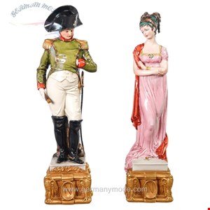 مجسمه دکوری سرامیکی آنتیک قدیمی Keramik Skulpturen von Bruno MERLI Napoleon Bonaparte und Josephine XX sec