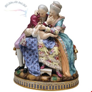 مجسمه دست ساز دکوری چینی آنتیک قدیمی مایسن آلمان Meissener Gardener Couple Rokoko Garments von Acier Modell B 28 hergestellt um 1870