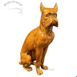 مجسمه سرامیکی دست ساز دکوری سگ آنتیک قدیمی Italienische Majolika Keramik Statue Figur eines Boxerhundes in Lebensgröße Vintage 1960er Jahre