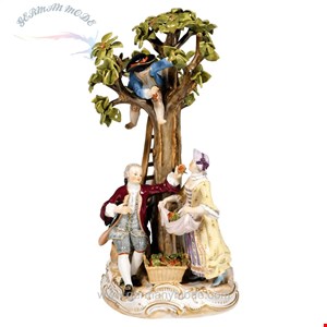 مجسمه دست ساز دکوری چینی آنتیک قدیمی Meissen Rococo Style Gardener Group Apple Harvest by Kaendler Germany 1850