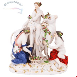 مجسمه نقاشی با دست دکوری چینی آنتیک قدیمی مایسن آلمان Meissener Porzellanfigur mit der Darstellung der Rape of Europa