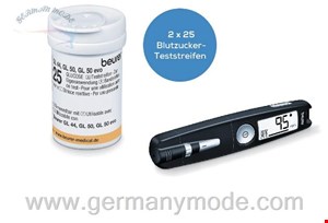 دستگاه و نوار تست قند خون بیورر آلمان Beurer Blutzuckermessgerät GL50 mg/dl Schwarz + 50 Teststreifen