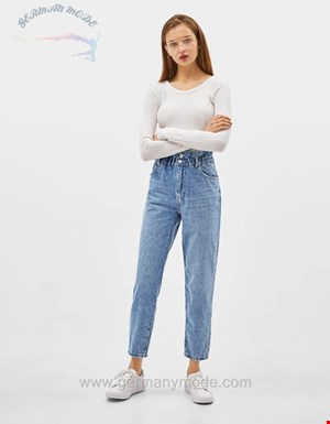 شلوار جین زنانه برشکا اسپانیا Jeans im Paperbag-Fit mit Gummizug