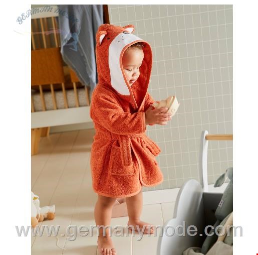 حوله تن پوش کودک ورت فرانسه Vertbaudet Baby Bademantel, Fuchs-Kostüm, personalisierbar Oeko Tex - orange