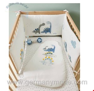 کوسن محافظ سر تخت نوزاد ورت فرانسه Vertbaudet Baby Bettumrandung Kleiner Dino Oeko Tex - weiß bedruckt