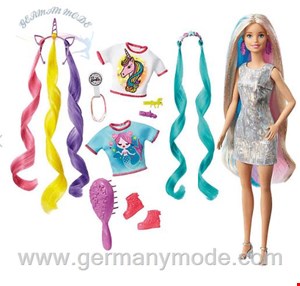 عروسک باربی فانتزی Mattel Barbie Fantasie-Haar Puppe (blond), Meerjungfrau- und Einhorn-Look, Anziehpuppe