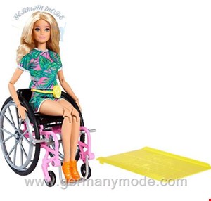 عروسک دختر  ویلچر سوار باربی Mattel Barbie blonde Fashionistas Puppe mit Rollstuhl, Anziehpuppe, Modepuppe