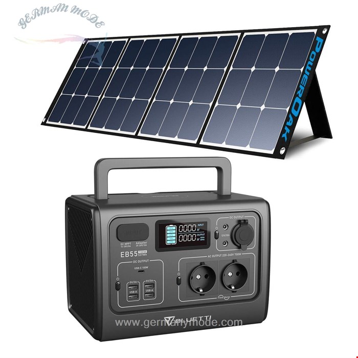 ژنراتور برق خورشیدی با پنل قابل حمل بلوتی Bluetti EB55 grau - SP200 200W Solarpanel