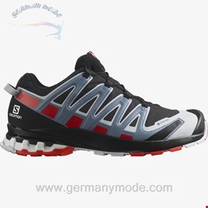 کتانی پیاده روی مردانه سالامون فرانسه SALOMON XA PRO 3D V8 GORE-TEX Trailrunning-Schuhe Herren  Black / Fiery Red / Faded Denim