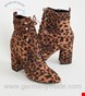  نیم بوت زنانه نیولوک (انگلستان) Brown Leopard Print Pointed Block Heel Lace Up Boots