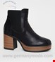  نیم بوت زنانه نیولوک (انگلستان) Rust Leather-Look Platform Wooden Sole Ankle Boots