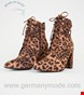  نیم بوت زنانه نیولوک (انگلستان) Brown Leopard Print Pointed Block Heel Lace Up Boots